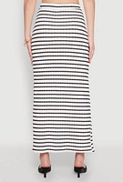 Womens Rosette Detail Striped Maxi Skirt, Multi, Size XL