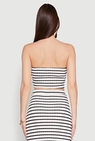 Womens Rosette Detail Striped Tube Top, Multi,