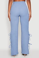Womens Textured Knit Double Side Tie Slit Pants,