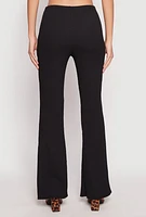 Womens Textured Knit O Ring Waist Flare Pants,