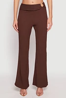 Womens Textured Knit O Ring Waist Flare Pants,
