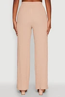 Womens Stylish High Waisted Textured Knit Casual Pants,