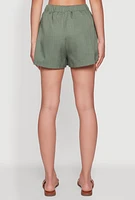 Womens Trendy High Waisted Twill Shorts with Front Pockets,