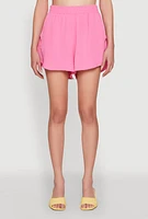 Womens Stylish Crepe Knit Shorts for Casual & Trendy Looks, Pink, Size S