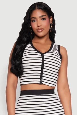 Womens Striped Button Front Cropped Cardigan, Multi,