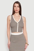 Womens Striped Button Front Cropped Cardigan, Multi,