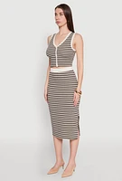 Womens Striped Button Front Cropped Cardigan, Multi,