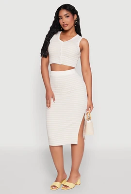 Womens Striped Midi Skirt,