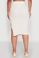 Womens Striped Midi Skirt, Khaki, Size S