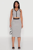 Womens Striped Midi Skirt, Multi,