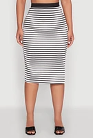 Womens Striped Midi Skirt, Multi,