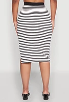 Womens Striped Midi Skirt, Multi, Size L