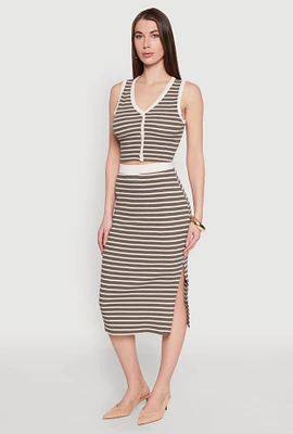 Womens Striped Midi Skirt, Multi,
