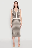 Womens Striped Midi Skirt, Multi,