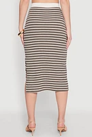 Womens Striped Midi Skirt, Multi,