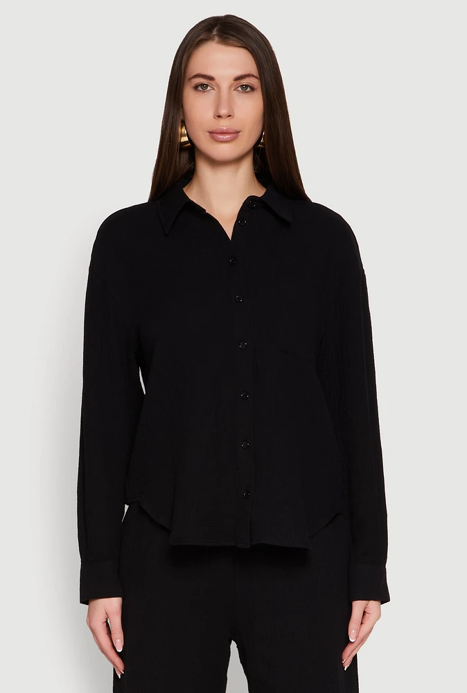 Womens Gauze Knit Shirt, L