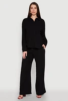 Womens Gauze Knit Shirt, L