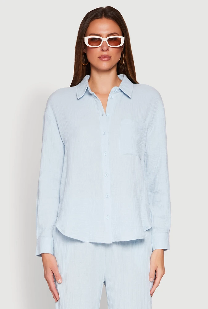 Womens Gauze Knit Shirt,