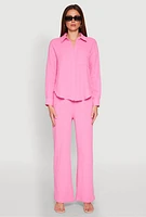 Womens Gauze Knit Shirt, Pink, Size XL