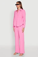 Womens Gauze Knit Shirt, Pink, Size XL
