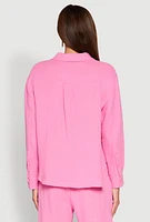 Womens Gauze Knit Shirt, Pink, Size XL