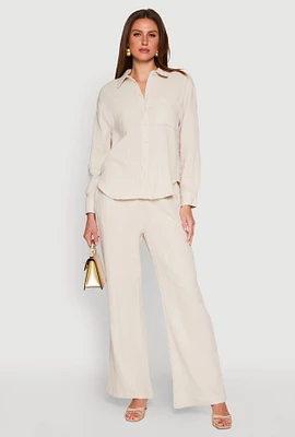 Womens Gauze Knit Pants, Khaki, Size L