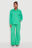 Womens Gauze Knit Pants, Green,