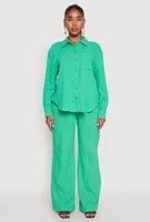 Womens Gauze Knit Pants, Green,