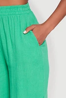 Womens Gauze Knit Pants, Green,