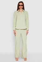 Womens Gauze Knit Pants, Green,