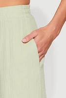 Womens Gauze Knit Pants, Green,