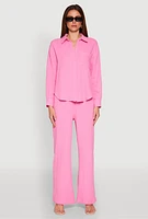 Womens Gauze Knit Pants, Pink, Size S