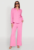 Womens Gauze Knit Pants, Pink, Size S
