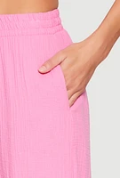 Womens Gauze Knit Pants, Pink, Size S
