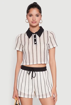 Womens Striped Crochet Crop Top,