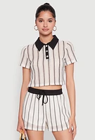 Womens Striped Crochet Crop Top,