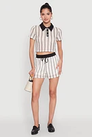 Womens Striped Crochet Crop Top,