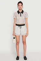 Womens Striped Crochet Crop Top,