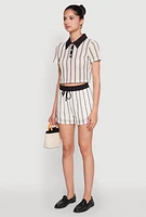 Womens Striped Crochet Crop Top,