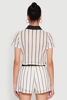 Womens Striped Crochet Crop Top,