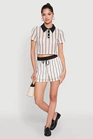 Womens Contrast Trim Striped Crochet Shorts, Multi,