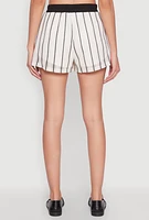 Womens Contrast Trim Striped Crochet Shorts, Multi, Size L