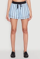 Womens Contrast Trim Striped Crochet Shorts,