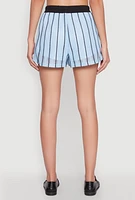 Womens Contrast Trim Striped Crochet Shorts,