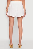 Womens Chic High Waisted Crepe Knit Shorts with Pockets,