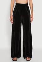 Womens Plisse Wide Leg Pants,