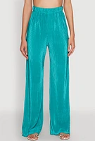 Womens Plisse Wide Leg Pants,