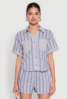 Womens Linen Striped Shirt,