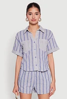 Womens Linen Striped Shirt,