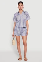 Womens Linen Striped Shirt,